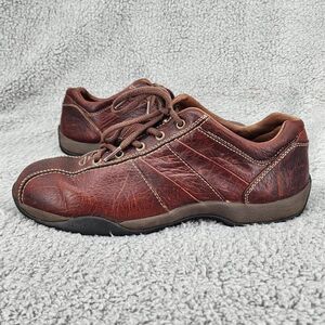 LL Bean Mens Sneakers Sz 9.5 M Brown Leather Lace Up Casual Comfort Shoes Work